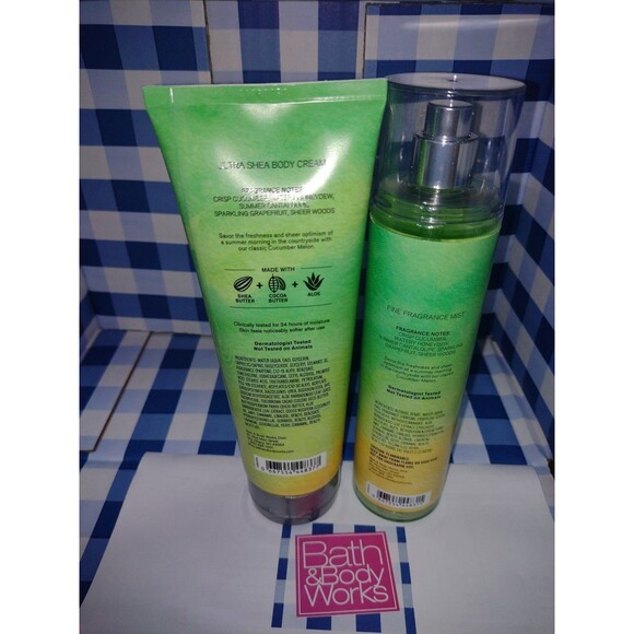 Cucumber Melon Bath and Body Works Mist and Body Cream Set NEW - Picture 4 of 4